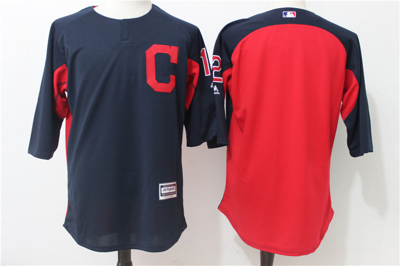 2017 MLB Cleveland Indians #12 Blue Practice clothes Jerseys